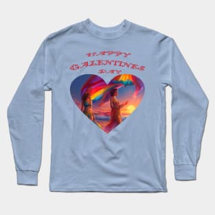 Happy Galentines with 2 girlfriends Long Sleeve T-Shirt